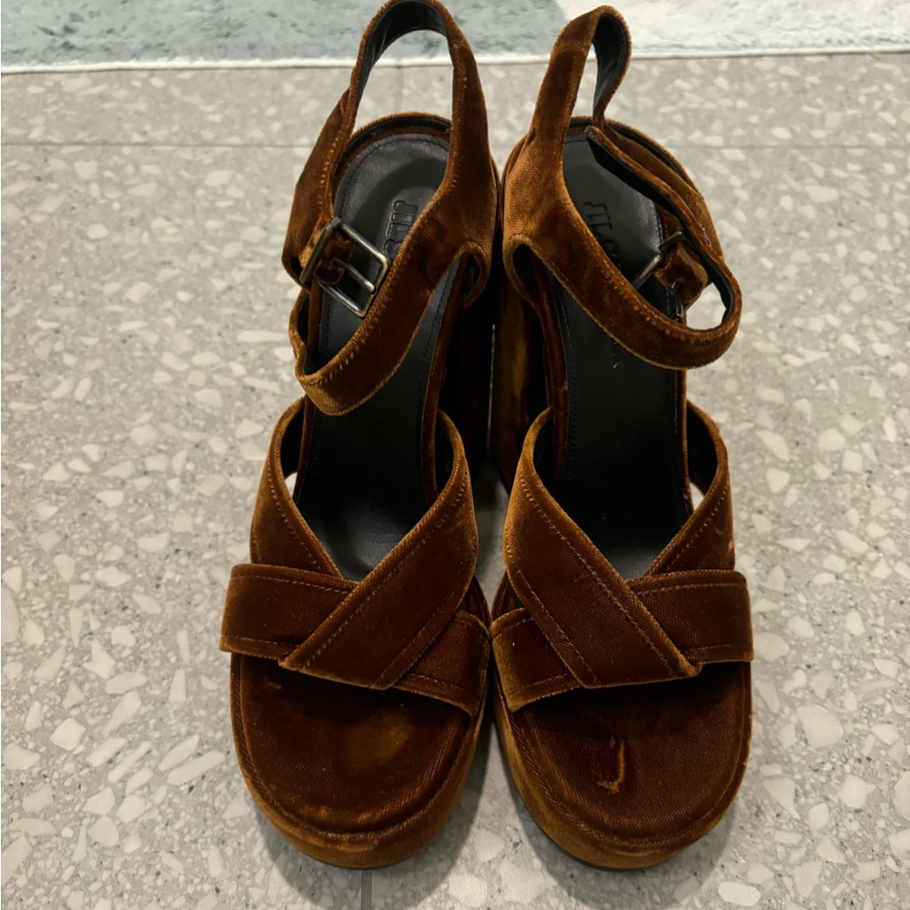 Jil Sander velvet platform sandals